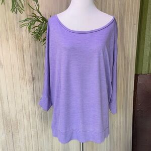 Eileen Fisher Purple Silk & Cotton Knit Top, Boatneck, Dolman Sleeves, XL, GUC